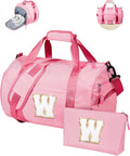 Sweet 16 Gifts, Girls Travel Duffle Bag, Kids Initial Overnight Bags with Shoe Compartment, Personalized Weekend Bag with Makeup Pouch, Dance Recital Gift for Daughter (Letter W)
