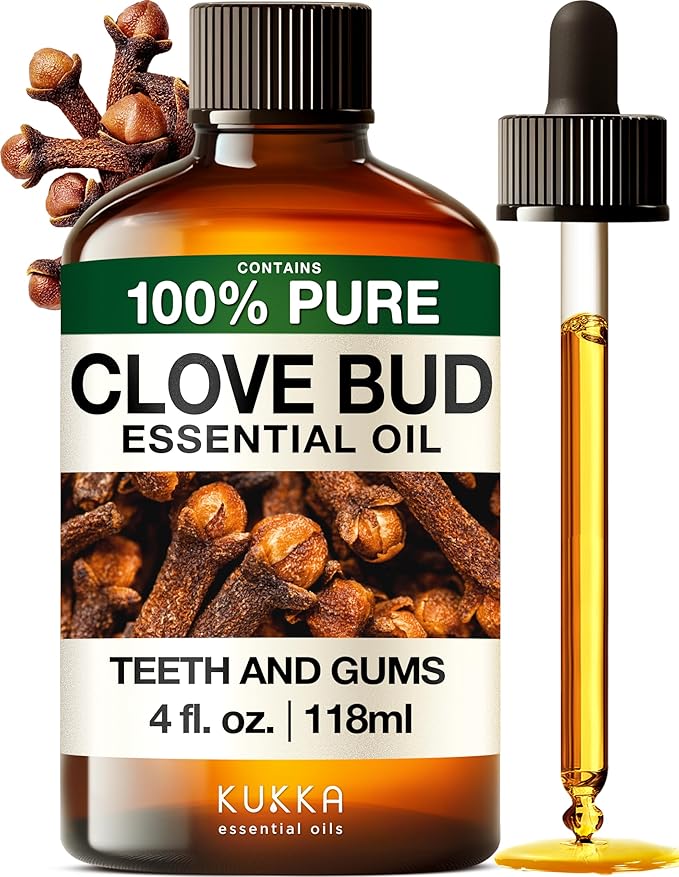 KUKKA Clove Essential Oils - 4 Fl Oz - for Hair, Skin, Diffuser, Aromatherapy & DIY Soap Making Scent