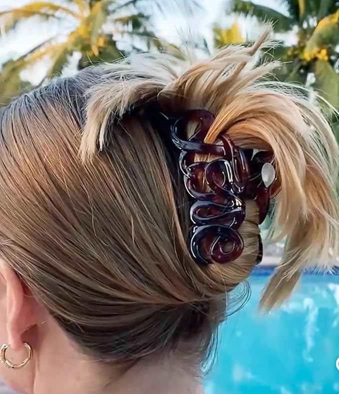Camila Paris CP1380 French Hair Clip for Women, 3.25 inch Girls Hair Claw Clips Jaw Tortoise Cellulose, Fashion Durable and Styling Hair Accessories for Women, Strong Hold No Slip Grip, Made in France