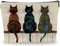 Retro Makeup Bag - Three Cute Cats - Art Drawing Theme Cosmetic Bag, Toiletry Bag, Gift For Girls, Besties, Personal Care & Accessories(Back) - A24