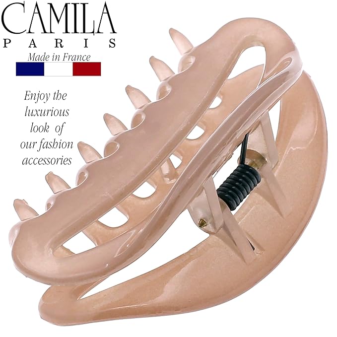 Camila Paris CP3078 French Hair Clip for Women, Beige, Girls Hair Claw Clip Jaw Fashion Durable and Styling Hair Accessories for Women, Luxury Ladies Strong Hold No Slip Grip Clamp, Made in France