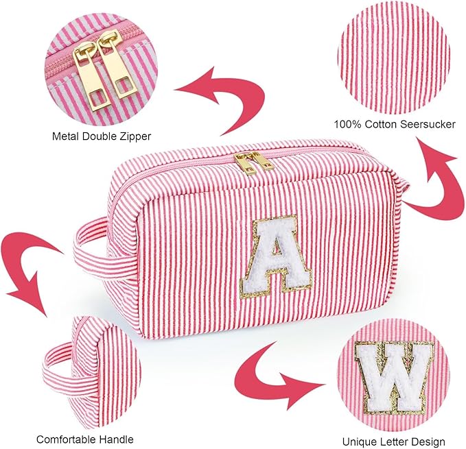 YOOLIFE Graduation Gifts for Girls Teen Girls - Class Of 2024, Personalized Graduation Gifts for Her, Graduation Party Favor, Monogram Initial Pink Makeup Bag for Teen Girl Gifts Trendy Stuff G