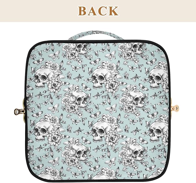 Makeup Organizer Bag, Vintage Goth Skull Travel Makeup Bags Makeup Vanity Case Large Capacity Rhombus Cosmetic Toiletry Bag for Girl Women Ladies