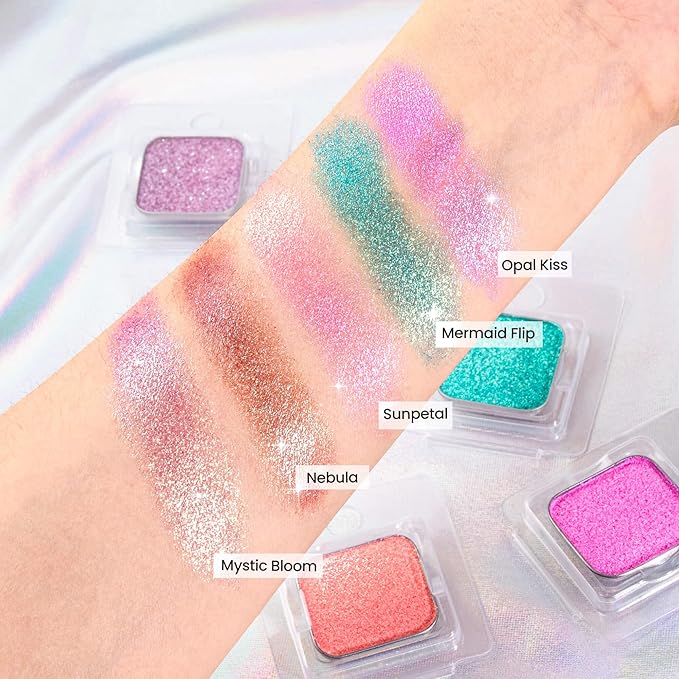 Chameleon Single Eyeshadow,Soft Pink-White,Pressed Powder,High Pigment,Smudge-Proof, Smooth Blend, All-Day Wear,Square Pan,Fits Magnetic Palettes(Opal Kiss)