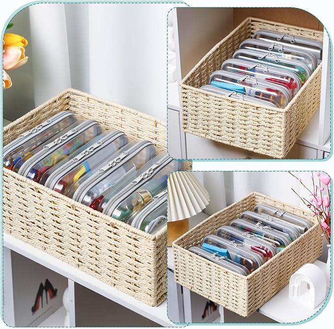 Sanwuta 6 Pcs Clear Hard Zipper Case Hard Plastic Zipper Pouches Makeup Bag Pencil Pouches Transparent Cases for Snacks Plastic Storage Organizer Box for Travel(Gray,7.48 x 3.94 x 2 Inch)