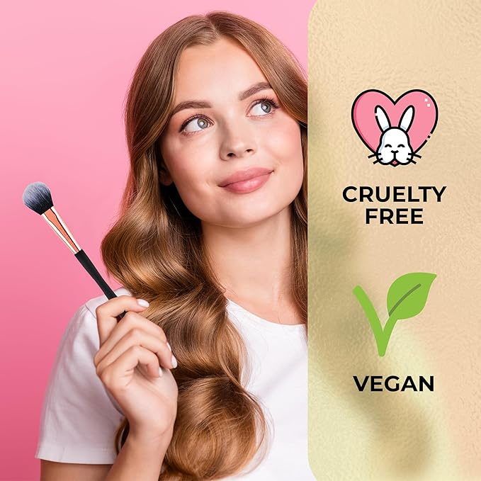 Profusion Cosmetics Artistry Flat Setting Powder Brush for Makeup – Dense Synthetic Bristles for Smooth Application, Lightweight Matte Handle, Vegan & Cruelty-Free