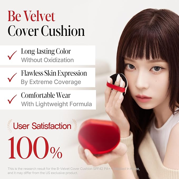 Espoir Be Velvet Cushion Foundation #25 Tan | Quick and Easy Coverage with Long-lasting Color by Zero Oxidation, Velvety Smooth Finish & Lightweight Formula, Vegan, Korean Makeup, 0.46 oz