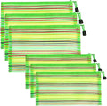Mesh Bags with Zipper (6 Pack), Nylon Makeup Bag Cosmetic Pouches Travel Organizer Case for Purse Diaper Bag Home Organizing Striped Multi Size Green
