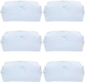 PAZIMIIK 6PCS Cozy Makeup Bag SET Travel Cosmetic Bag for Women Soft Toiletry Bag Aesthetic Makeup Organizer Portable Large Zipper Pouch for Skincare Beauty Accessories Brushes Stripe Blue