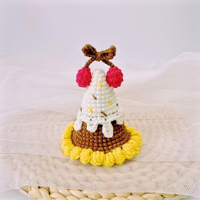 Crochet Knitting Hair Clip for Girls/Daughter, Gift for Her Birthday, Finished Handmade Wool Knitted Cherry Hat