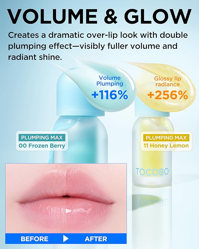 TOCOBO Juicy Berry Plumping Lip Oil 06 Berry Candy – Korean Vegan Hydrating Lip Oil with Plant Oils for High Shine Gloss - Non Sticky Formula for All Skin Tones, 0.14 fl.oz.