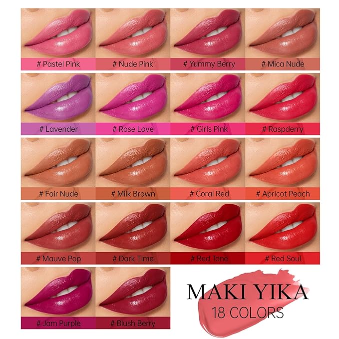 MAKI YIKA Moisture Red Lipstick for Women Hydrate Tinted Lip Balm for Dry Cracked Lips Weightless Glossy Lip Color Juicy Finish, MA066 Raspberry