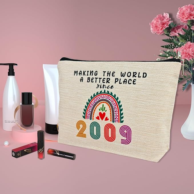 ancpeany Sweet 16 Birthday Decorations for Girls, Her, Teenage Girls, Sister, Daughter, Granddaughter, 2009 Funny 16 Year Old Girl Gift Ideas Makeup Bags, Cosmetic Travel Bag for 16th Birthday Gifts