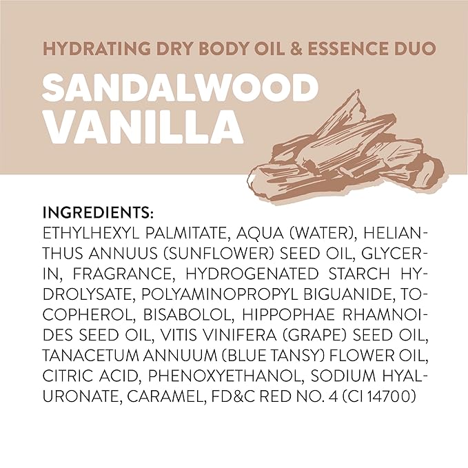 Onyx Professional Hydrating Dry Body Oil & Essence Duo, Sandalwood Vanilla, 3.7 fl oz, 2pk
