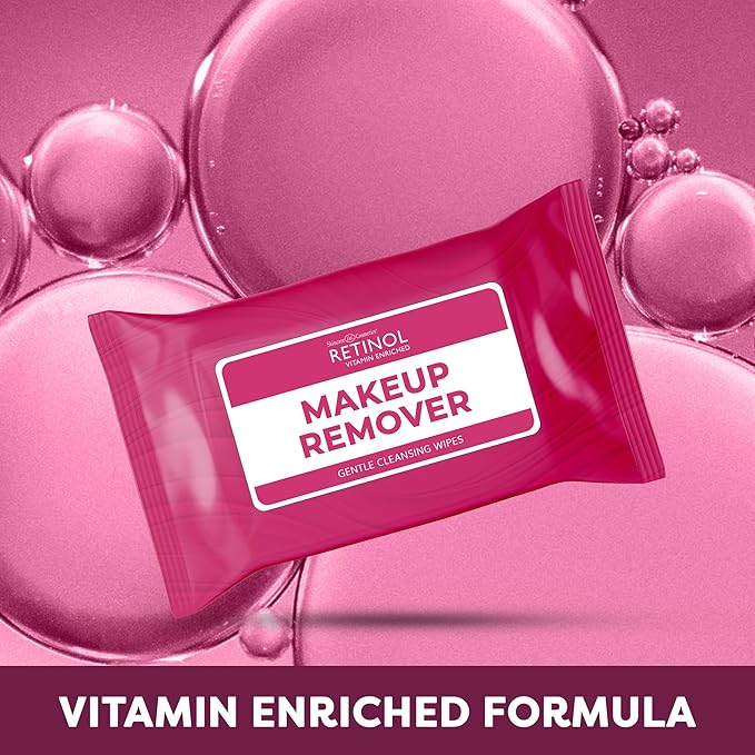 LIVAURA Retinol Individually Wrapped Makeup Remover Wipes, travel essentials for Travel & On the Go, women facial cleansing wipes, remove makeup mascara, with micellar water, 30 single face wipes