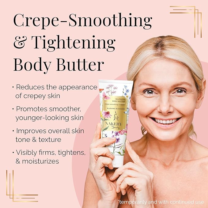 NAKERY Body Butter Anti Aging Moisturizer - Body Cream Skin Tightening Cream &Neck Firming Cream, Moisturizing Cream & Neck Tightening Cream for Body & Face Cream for Dry Skin 300ml(Blushing Blossoms)