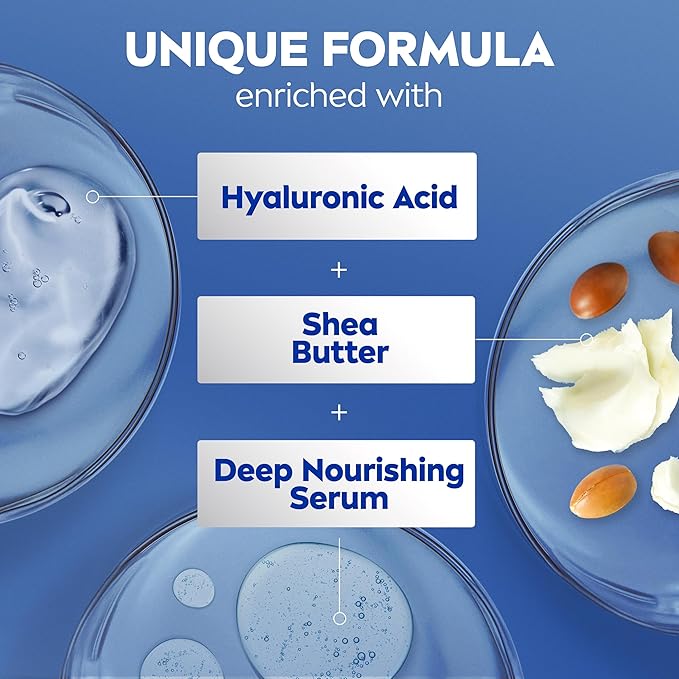 NIVEA Shea Nourish Body Lotion for Dry Skin with Hyaluronic Acid, Shea Butter and Deep Nourishing Serum, 48-Hour Body Moisturizer, 16.9 Fl Oz Pump Bottle