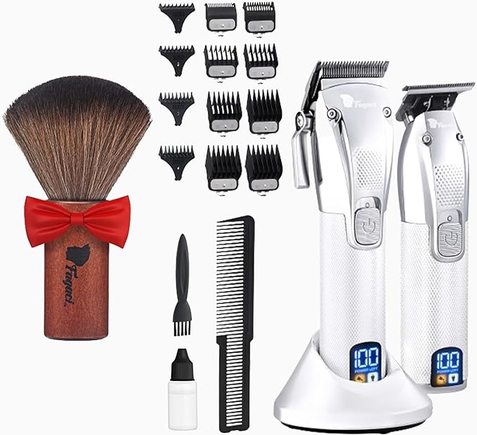 Fagaci Professional Hair Clippers for Men and Neck Duster Set, Barber Clippers for Hair Cutting, Cordless Hair Clippers and Trimmers Set, Maquina de Cortar Cabello, Haircut Barber Kit