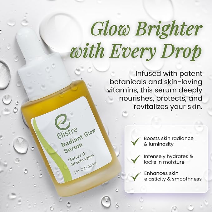 Elistre Radiant Glow facial oil with Vitamin C, Blend of Exotic Essential and Nurturing plant oils, For Very Dry skin Types