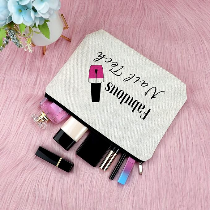 Nail Artist Appreciation Gift Makeup Bag Nail Technician Gift for Women Graduation Presents Cosmetic Bag Retirement Birthday Presents for Her Women Christmas Thanksgiving Keepsake Travel Pouch