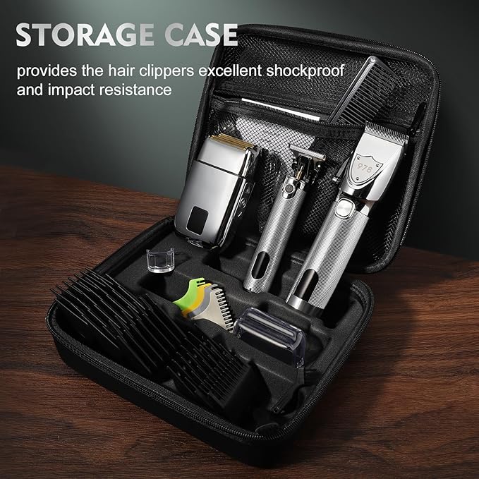 Professional Hair Clippers Set for Men, Electric Foil Shavers for Men, Barber Kit Clipper and Trimmer Set with Travel Case
