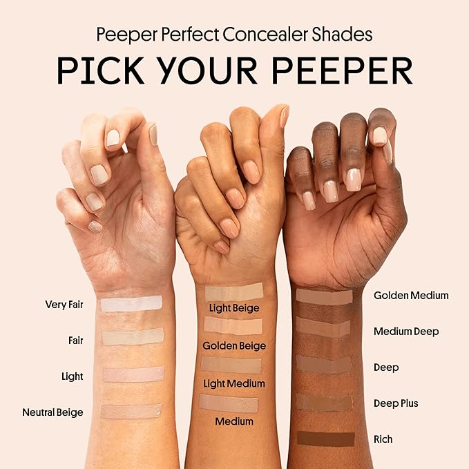 Winky Lux Peeper Perfect Under Eye Concealer, Makeup & Eye Brightener, Full Coverage Concealer for Dark Circles, Color Corrector & Eye Primer, With Collagen, Hyaluronic Acid & Vitamin E (Fair)