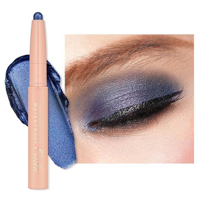 Oulac Waterproof Eye Shadow Stick Smooth and Long Lasting, Shimmering Glitter Finish, Blendable Eyes Makeup, Vegan & Cruelty-Free 1.25g, 20 Navy Velvet