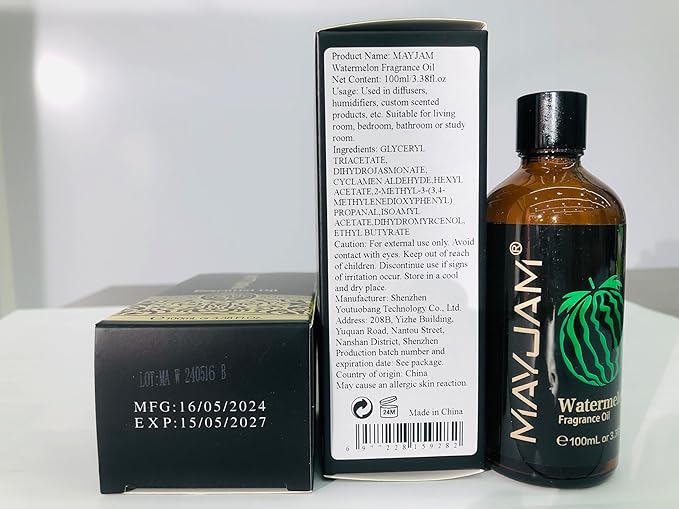 MAYJAM 100ML/3.38FL.OZ Watermelon Fragrance Oils with Glass Dropper, Essential Oils for Diffusers for Home, Long Lasting Scented Oils for Diffusers Soap Candle Making