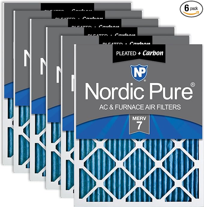Nordic Pure 24x30x1 Pleated Air Filters MERV 7 Plus Carbon 6 Pack by NordicPure