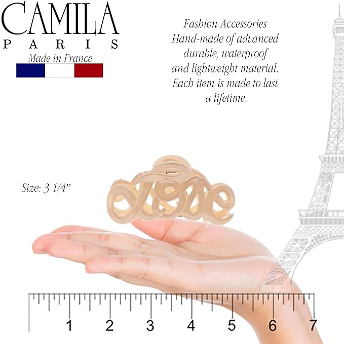 Camila Paris CP3046 French Hair Clip for Women, 3.25 inch Girls Hair Claw Clips Jaw Ivory Cellulose, Fashion Durable and Styling Hair Accessories for Women, Strong Hold No Slip Grip, Made in France