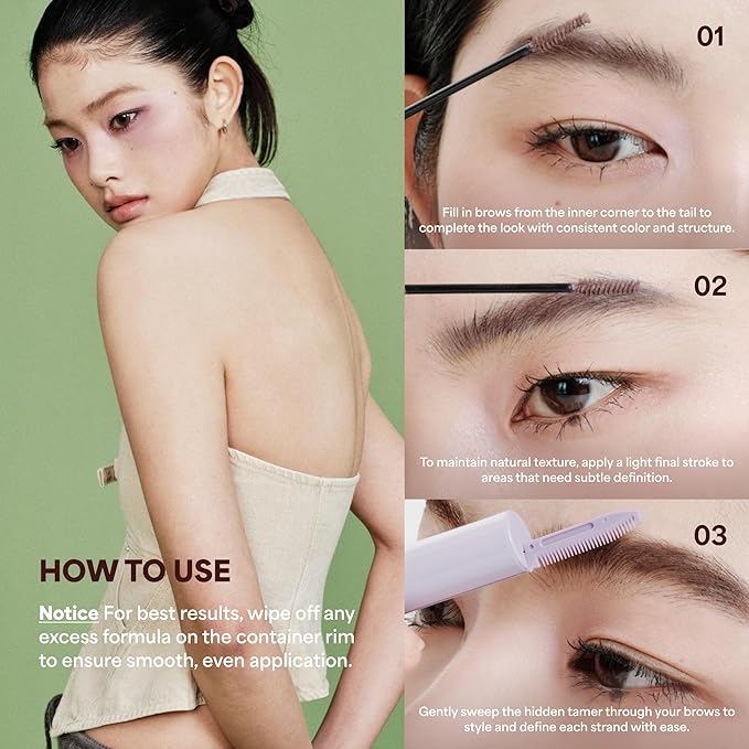 ENTROPY MAKEUP Tough Brow Finisher, 2-In-1 Brow Tint Mascara with Built-In Comb, Skinny Brush, Long-Lasting, Lightweight, Natural Hold and Soft Tint, Butter Cream