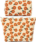 SOIDRAM 2 Pieces Flower Makeup Bag Large Corduroy Cosmetic Bag Capacity Canvas Mix Travel Toiletry Bag Organizer Cute Makeup Brushes Aesthetic Accessories Storage Bag for Women, Flower Mix Orange
