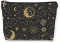 huester Black Golden Sun and Moon Star Witchy Makeup Bag, Moon Make Up Bag, Tarot Cosmetics Bag, Cosmetic Bags Travel Makeup Pouch Astrology Witchy Gifts for Purse Women Girls Sister Mom