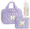 YOOLIFE Travel Toiletry Bag for Women - Hanging Toiletry Bag Makeup Bag, Portable Toiletries Cosmetic Bag, Airplane Travel Essentials Purple - M