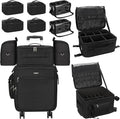 Relavel Rolling Makeup Case–Professional Makeup Train Case,Makeup Artist Travel Bag with Wheels,8-in-1 Portable Travel Beauty Trolley Case for Cosmetology Storage(Black)