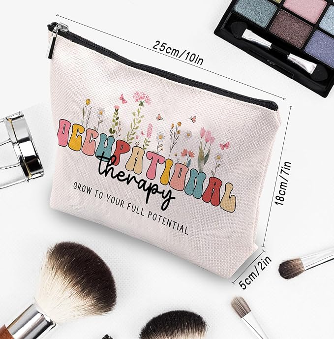 Occupational Therapy Gifts Makeup Bag, Gifts For Occupational Therapists, Ot Gifts, Boho Therapist Occupational Therapy Makeup Cosmetic Bag Zipper Pouch Travel Toiletry