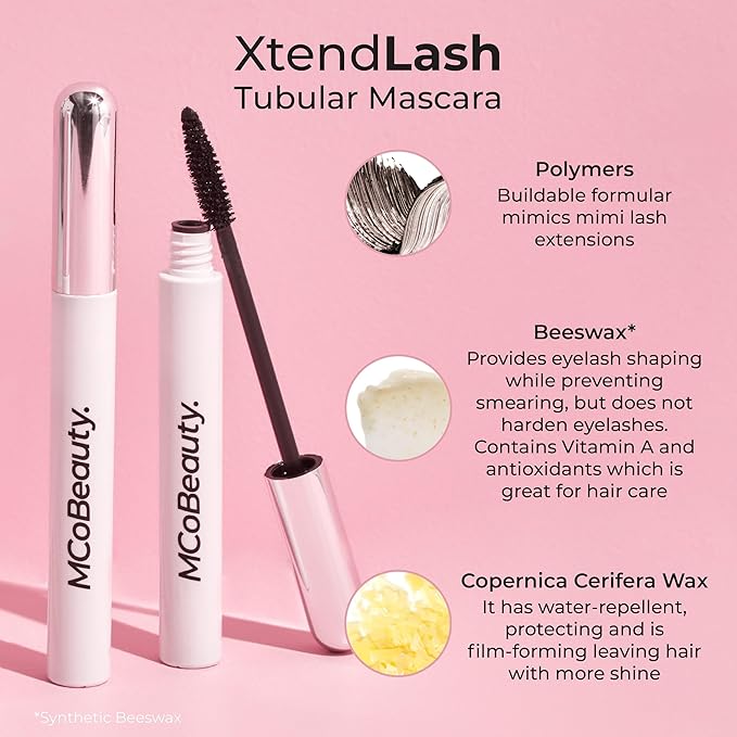 MCoBeauty - Xtendlash Tubing Mascara - Award Winning Black Mascara for Lifted, Defined Lashes - Richly Pigmented - Smudge Proof, Buildable Formula - Eye Makeup