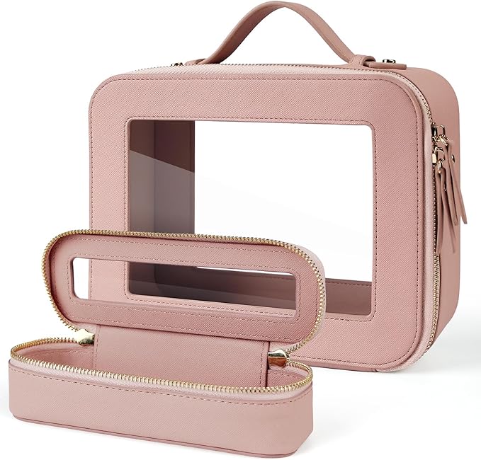 Clear Makeup Bag with Mini Cosmetic Bags,Travel Toiletry Bag for Women,Portable Cosmetic Bag Case, Transparent Waterproof Cosmetic Organizer Storage Bag for Women Men
