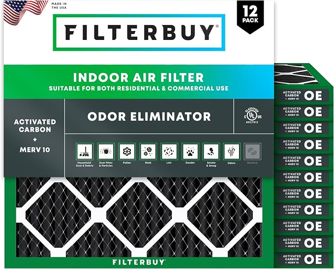Filterbuy 24x24x1 Air Filter MERV 10 Odor & Allergy Defense by Filterbuy