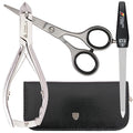 3 Swords Germany - brand quality professional TOE NAIL NIPPER and BEARD SCISSORS set STAINLESS STEEL INOX wave clipper, head cutter with case for ingrown toe nails pedicure by 3 Swords (219)