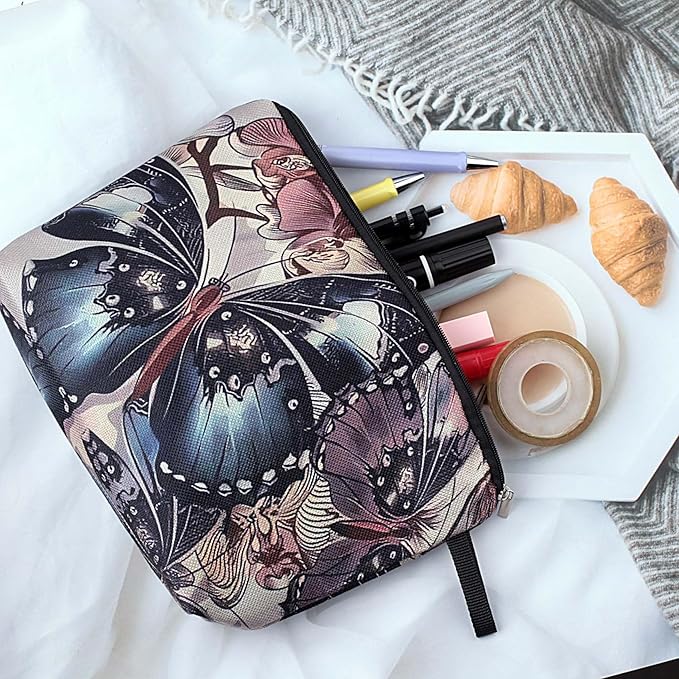 Cute Animal Lovers Gifts Butterfly Cosmetic Bag Makeup Pouch with Zipper (butterfly)