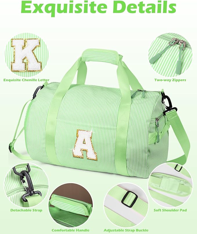 5 Year Old Girl Birthday Gift, Girls Travel Duffle Bag, Kids Initial Overnight Bags with Shoe Compartment, Personalized Weekend Bag with Makeup Pouch, Teen Gifts Trendy Stuff (Letter N)