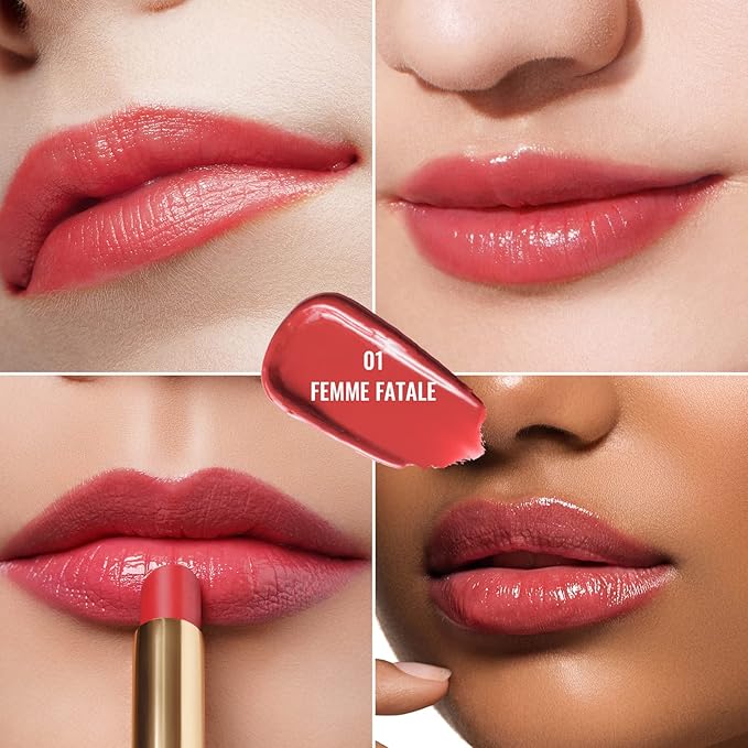Oulac Apple Red Lipstick - Moisturizing Lip Stick Glossy Solid Shine Lip Gloss, Sheer Shine Juicy Finish, Lightweight and Hydrating Formula for Dry Lip Care, Vegan 2.2g/0.07oz (01)