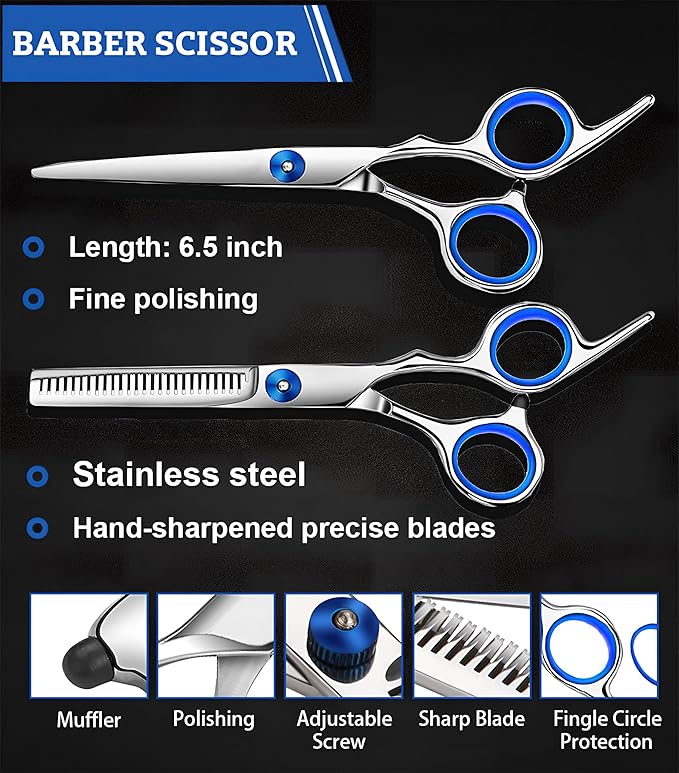 MEUUT Hair Cutting Scissors Set 6.5 Inch - Hair Thinning Scissor & Hair Cutting Shears with Styling Comb, Texturizing and Precision Cutting Scissor for Salon & Home Use