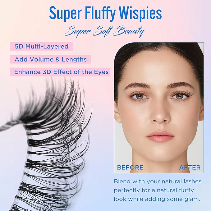 Eyelashes Natural Look False Lashes - Bepholan Fake Eyelashes 5D Super Fluffy False Eyelashes Clear Band Wispy Lashes 3-Pack Faux Mink Lashes,XMZ90-3