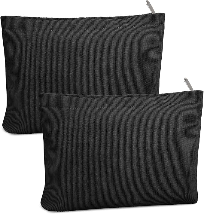 FITDON 2PCS Cosmetic Bags for Women Makeup Bag for Purse Small Corduroy Makeup Pouch Travel Make Up Bag with Zipper Toiletry Bag Organizer