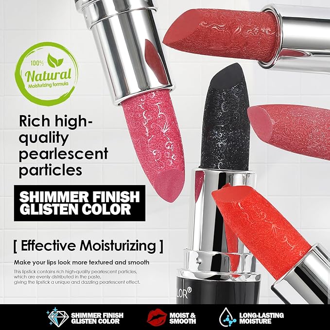 Anglicolor Glitter Metallic Pink Lipstick,High Impact Lipcolor,Lightweight Hydrating Formula Smooth and Non-Sticky,Peach Lipstick For Women,Full-Coverage Lip Makeup (02 PINK GEMSTONE, 4g)