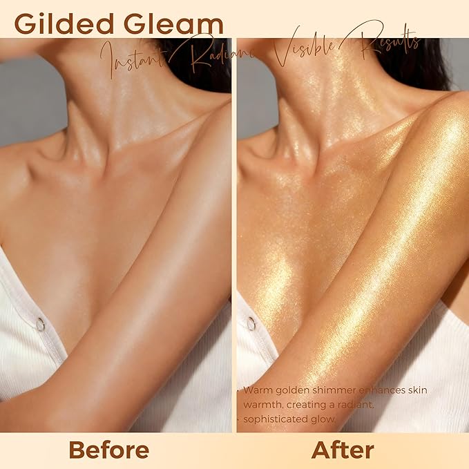 BEPHOLAN Highlighter Powder,High Gloss Glitter,Sparkling Powder Makeup for Face and Body - High-Pigment Shimmer Makeup, Long-Lasting & Buildable（Gilded Gleam）