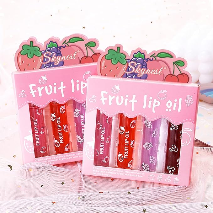 Girls Roll On Lip Gloss Set with Case, 4 Pcs Glossy Lip Make up for Kids and Teens Fruity Flavors, Kid Friendly, Party Gift, Best Friends (Pink-4, M)