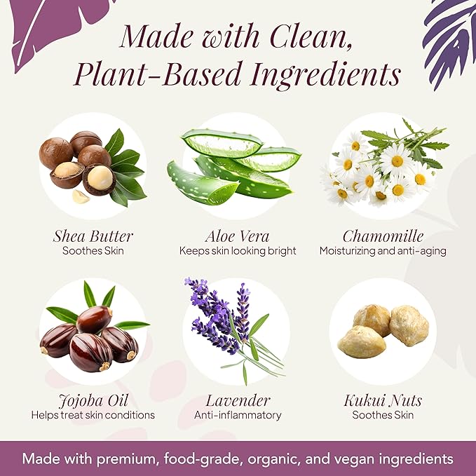 Saavy Naturals Body Wash Lavender Chamomile Plant-Based Ingredients| Made In USA | Sensitive Skin Body Washl Organic Formula With Coconut Oil, Shea Butter, And Aloe Vera - 8.5 Fl Oz, 2 Pack
